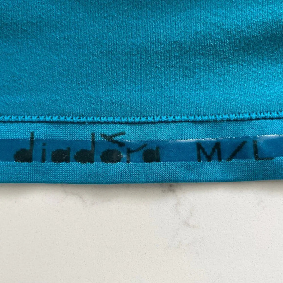 Diadora Activewear LS 1/4 Zip Polyamide Elastane Hooded Top Turquoise Sz M/L - Picture 14 of 15